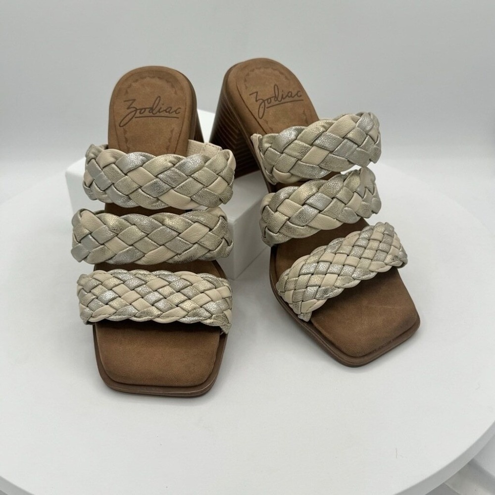 Zodiac Braided Slide Sandals Block Heel Square Toe Size 5 NEW MSRP $89